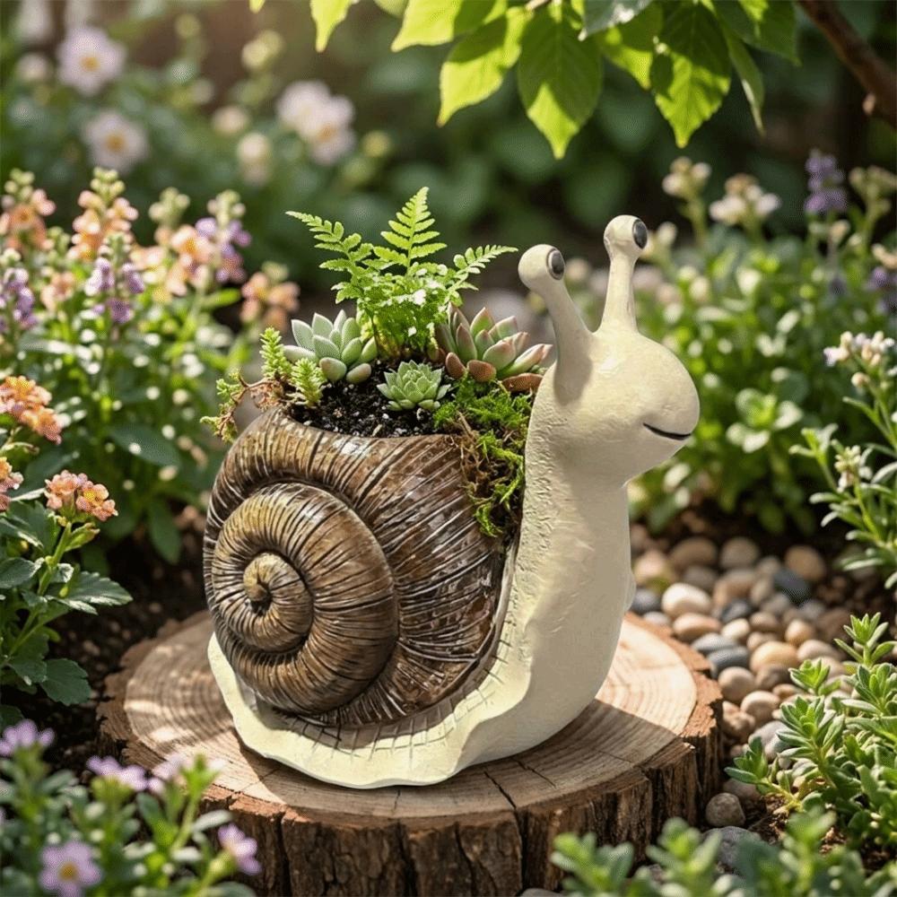Resin Snail Planter Cartoon Creature Planter Pencil Holder Snail Flowerpot Office