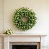 60cm Eucalyptus and Baby's Breath Artificial Greenery Wreath for Door Wall Decoration Home and Office Hanging Ornament