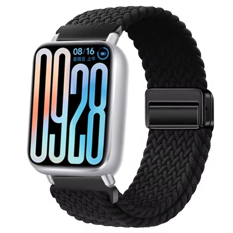 Nylon Strap for Xiaomi Band 8 Pro/9 Pro Braided Loop Magnetic Buckle Breathable Adjustable Wristband for Redmi Watch 6/5/4 Belt