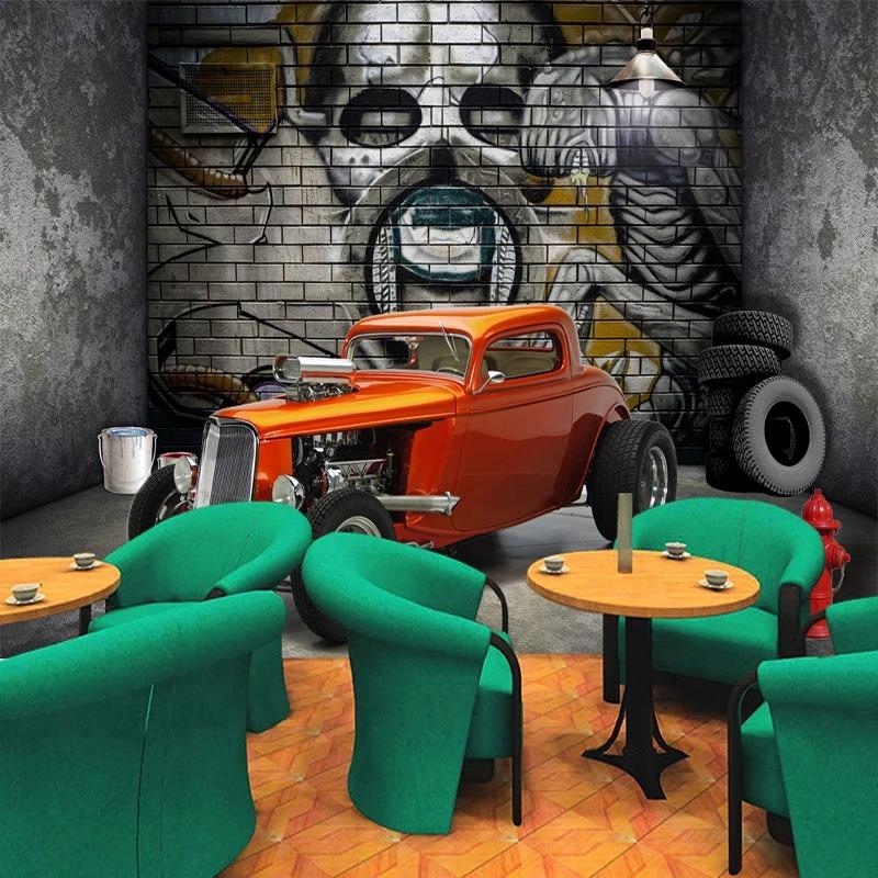 Creative Wallpaper Space Car 3d Wall Murals Skull Street Graffiti Mural Bedroom Living Room Wall Paper Home Decor