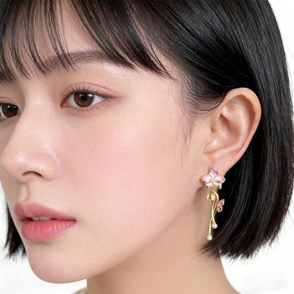 1 pair Temperament Enamel Flower Earrings Jewelry Dripping Glaze Earrings  Seaside Holiday