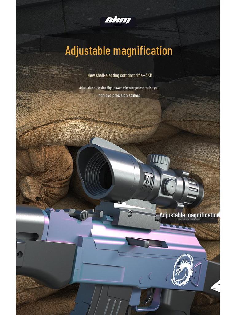 Children's AK47 Toy Gun: Soft Bullet Manual Bolt Action with Ejecting Shells