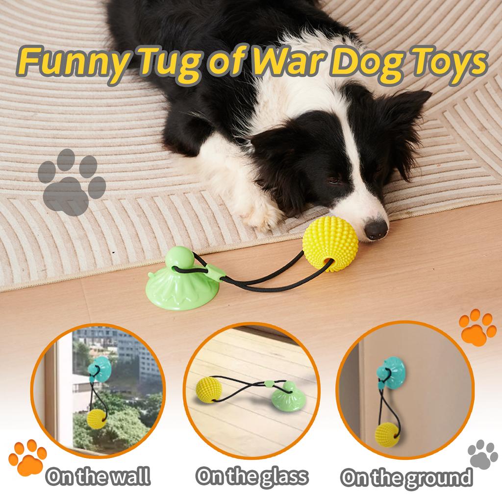 Pet Suction Cup Grinding Toy Ball, Teeth Cleaning And Anti-Biting, Interactive Pull Rope Tug-Of-War Toy, Suitable For Small Dogs