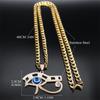 Turkish Evil Blue Eye of Horus Necklace Women Men Stainless Steel Hip Hop Egyptian Pharaoh Necklaces Fashion Jewelry 9716