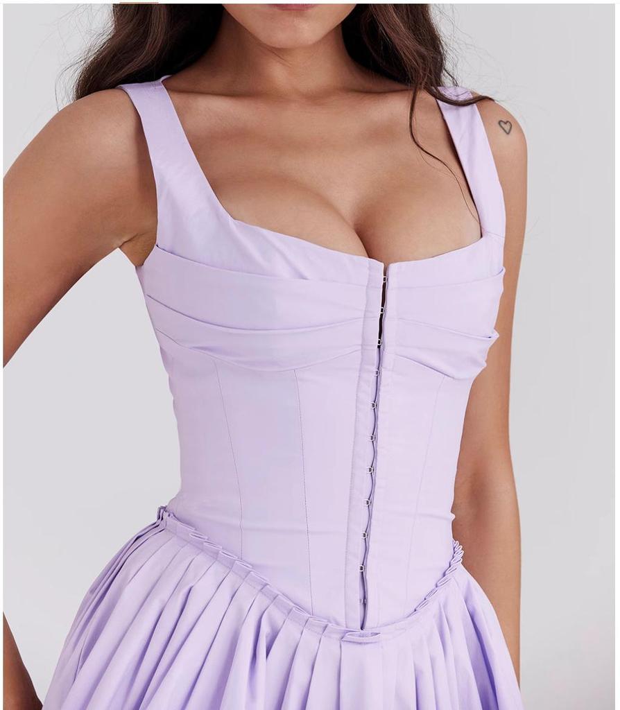 Pumei 2024 Summer Women's Pure Desire White A-line Hot Girl Sling Dress