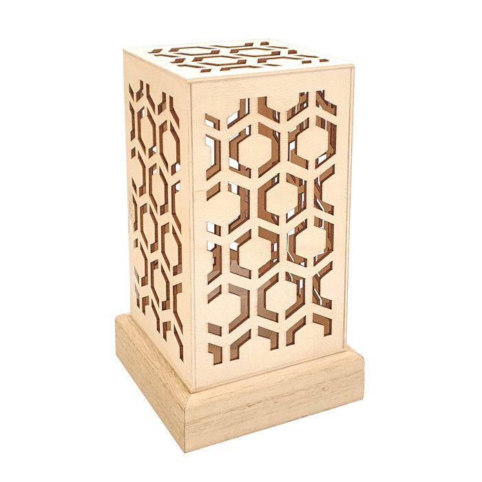 Photophore 17 cm en bois Découpe années 70