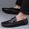 2024 New Leather Shoes Men's Black Casual Shoes Slip-on Shoes Soft Bottom Non-slip Dad Driving Shoes Business Casual Loafers