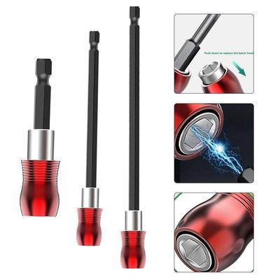60mm/100mm/150mm Quick Release Locking Socket Extension Bar Rod Set Kits 1/4 Inch Hex Shank Holder Drill Bits