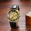 Men's Automatic Watch Genuine Leather Strap Analog Display 3ATM Waterproof Gold Silver Casual Business Fashion Accessory