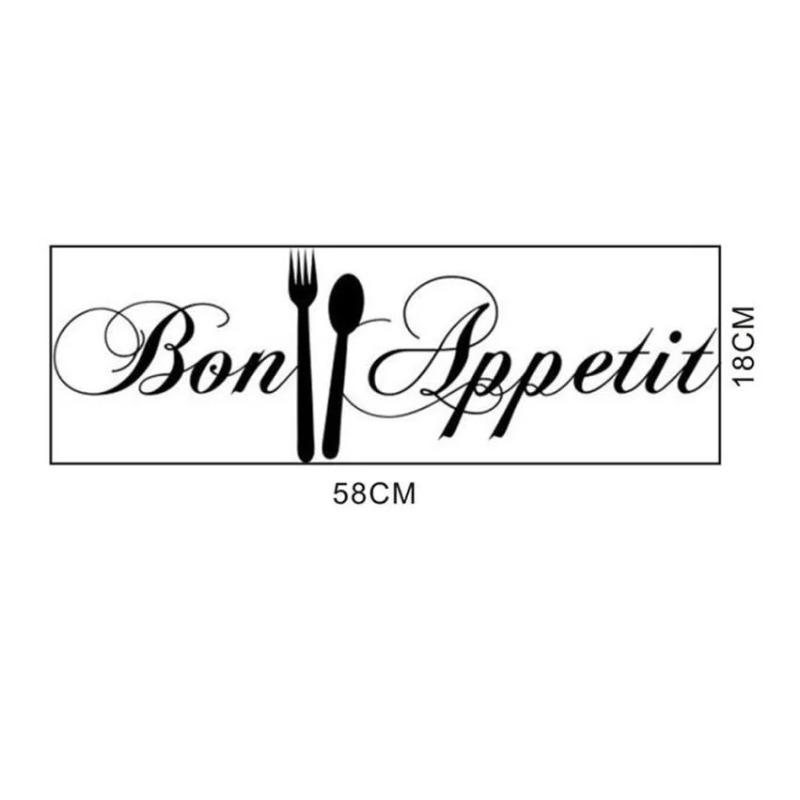 

1PC 58*18CM Kitchen Bon Appetit Wall Sticker DIY Knife and Fork Removable Wall Decal Family Home Sticker Mural Art Home Decor A