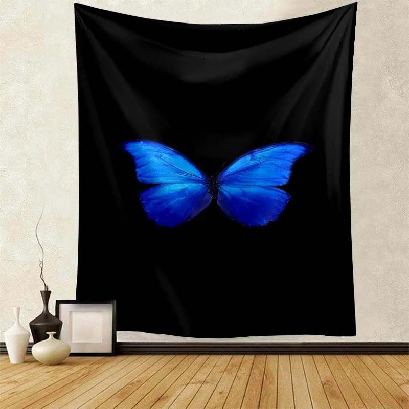 Exquisite Black Butterfly Print Tapestry Women Room  Fabric Decoration Wall Covering