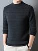 Men's 100% Pure Cashmere Thickened Fleece-Lined Winter Sweater - Solid Color, Round Neck, for Middle-Aged.