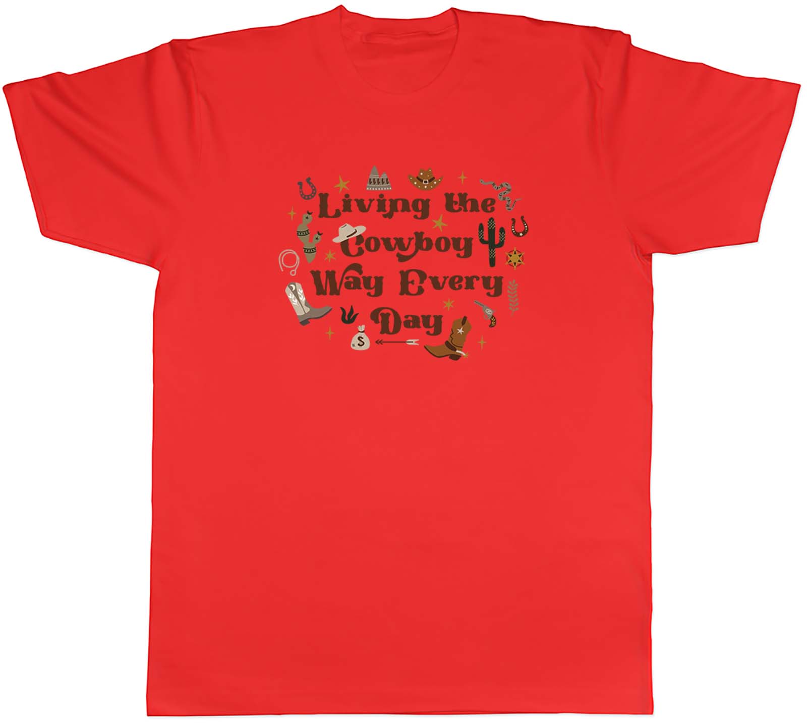 Living the Cowboy Way Unisexs TShirt Wild West Lasso Boots Horses Tee Gift S