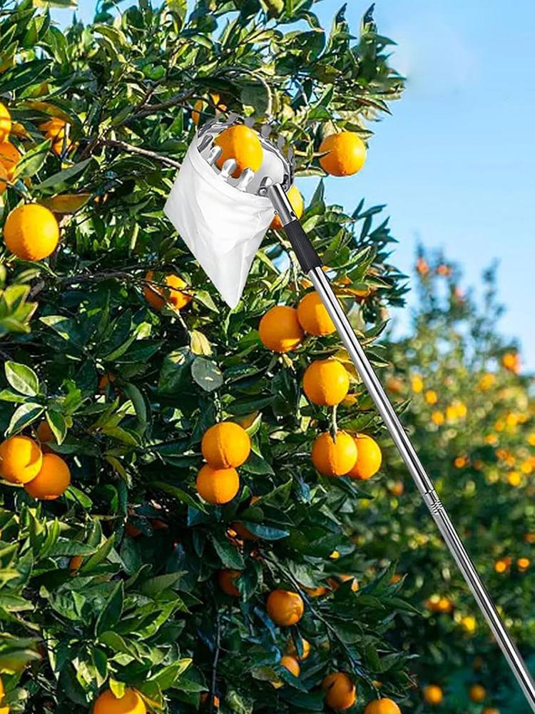 Stainless Steel Splicing Rod Fruit Picker 1.6M Telescopic Pole High Tree Orchard Picking Tool For Farm Garden Supplies