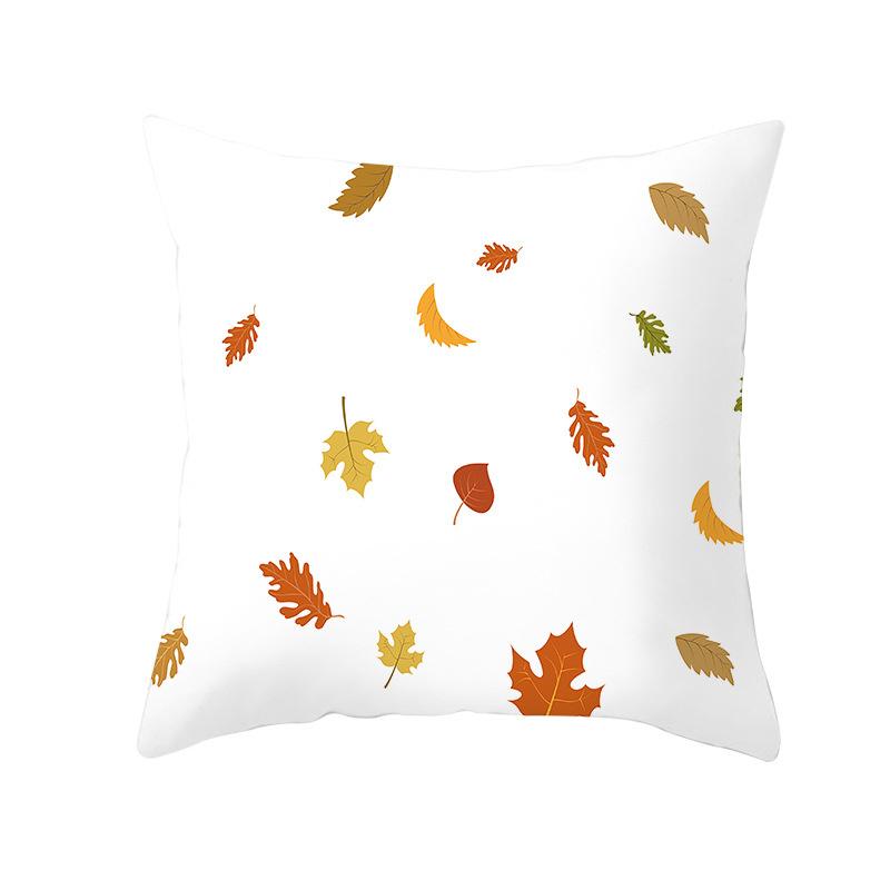 Autumn Maple Leaf Fresh Printing Pattern Polyester Cushion Cover for Home Living Room Sofa Bedroom Decoration Pillow Cover