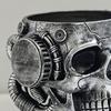 Resin Skull Planter Steampunk Machinism Human Skull Plant Pot Gothic Flower Vase with Drainage Hole for Home Office Decor