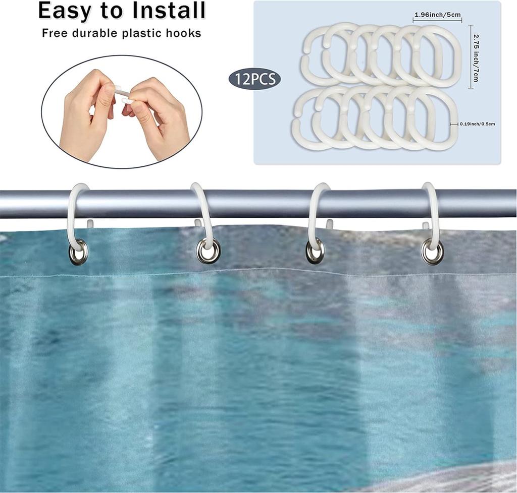 Pardick Sea Ocean Animal Manatee Shower Curtain, Waterproof Summer Shower Curtain Set with 12 Hooks, Polyester Fabric Shower Cur