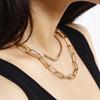 Geometric Versatile Punk Style Necklace for Women - Minimalist Double Layer Snake Bone Cross Chain Necklace