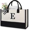 Large Capacity Tote Bag Fashion Canvas Totes Letters Flower Portable Beach Shoulder Shopping Casual Beach Bag Handbag