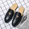 Fashion 2024 New Luxury Designer Men's Casual Bling Leather Loafers Italian for Men Half Shoes Mules Male Black Slides Business Slippers