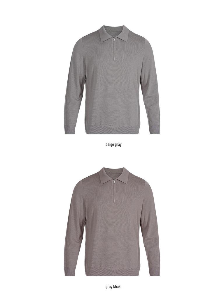 2025 Men's Seamless Long Sleeve Wool Sweater - Solid Color Knitwear for Business Casual