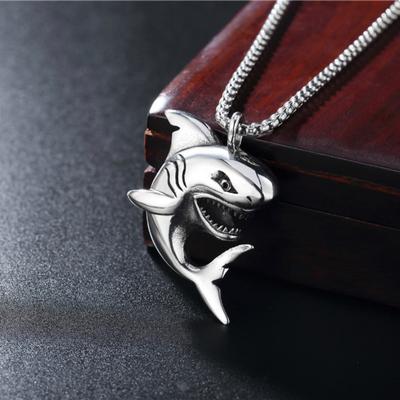 European and American Trendy Shark Pendant Men's Titanium Steel Necklace