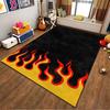 Schwarzer Teppich mit rotem Flammen- und gelbem Randdesign für die Heimdekoration Geeignet für den Einsatz als Anti-Rutsch-Matte für Wohnzimmer, Schlafzimmer, Sofas