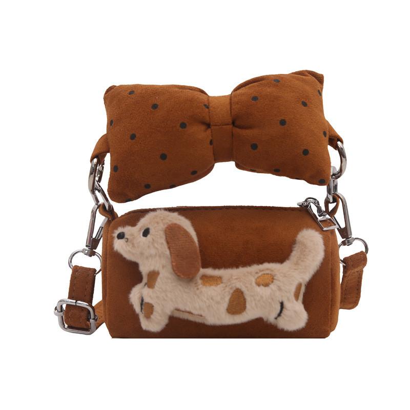 

Girl Bag Crossbody With Bow And Dog Decoration For Kindergarten Daily Use коричневый