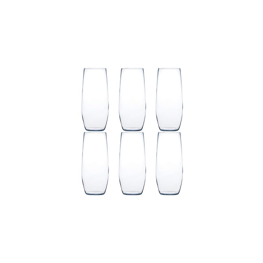 Toyo Sasaki Glass Fino Long Tumbler Glasses, 390ml, Set of 6, Made in Japan, Dishwasher Safe,