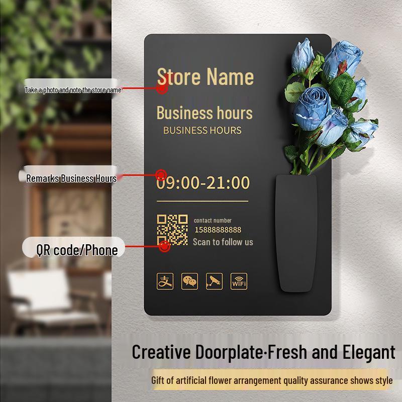 Custom Acrylic Business Hours Door Sign Sticker for Storefronts