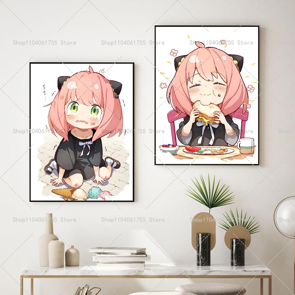 1PC Anime Spy X Family Character Anya Poster Self-adhesive Art Waterproof Paper Sticker Coffee House Bar Room Wall Decor