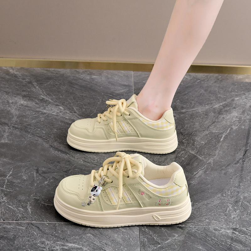 Fashion Thick Sole Women's Vulcanize Shoes Cute Cat's Paw Flat Lace Up Sneakers Korea Style Chic Ladies Casual Shoes School Walking