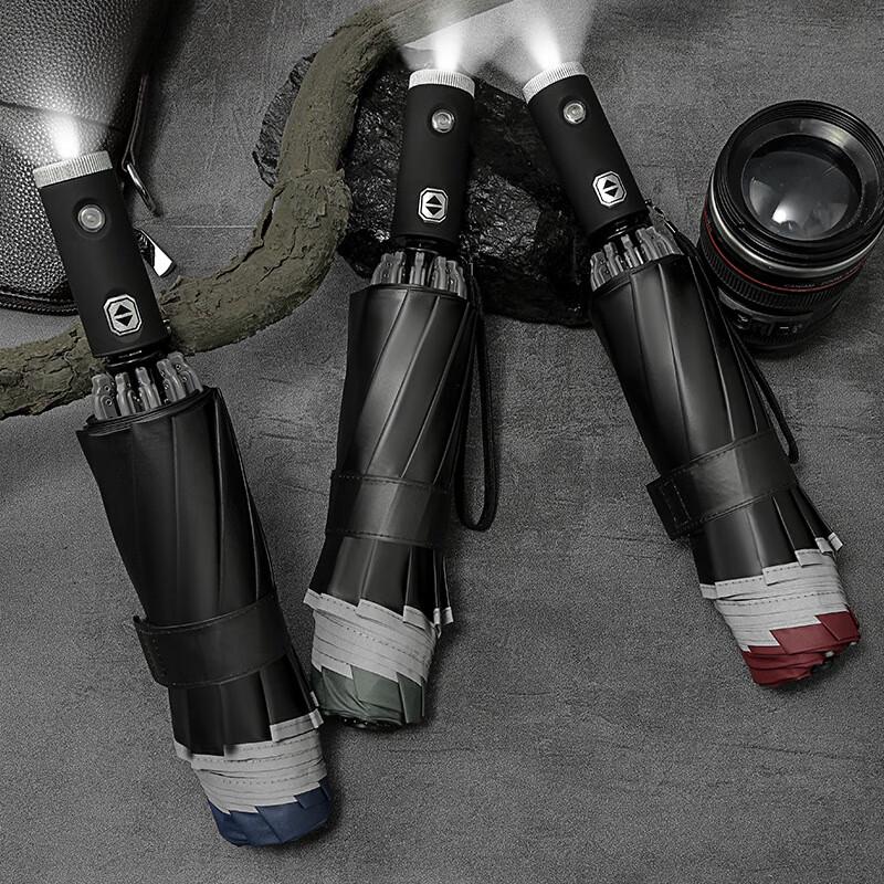 Chaosihui Fully Automatic LED Flashlight Reverse Umbrella with Reflective Strip