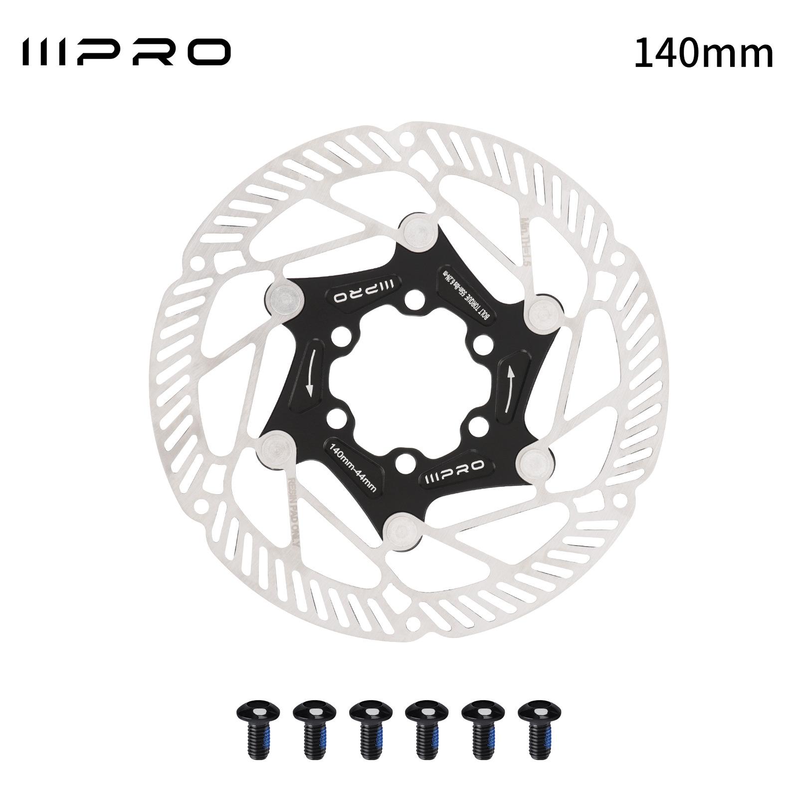 IIIPRO 160mm brake disc 6 screws ultralight floating disc brake rotor 140mm 160mm 6 Bolt MTB Road Bike Brake Rotor Cooling Black 140mm 6 bolt