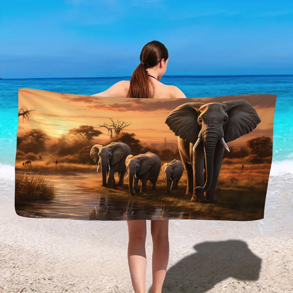 1pc Animal printed ultra-fine fiber beach towel, a must-have quick drying and absorbent beach towel for beach and swimming