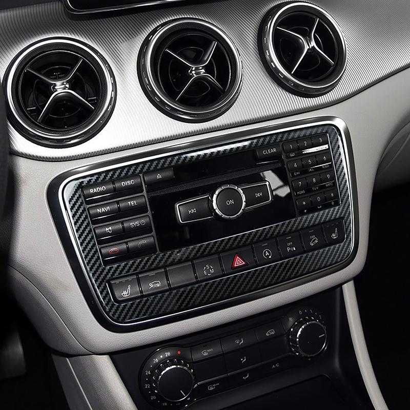 Console CD Panel Frame Decoration Carbon Pattern Trim For Mercedes Benz A Class W176 GLA X156 CLA C117 2013-2018 Car Accessories
