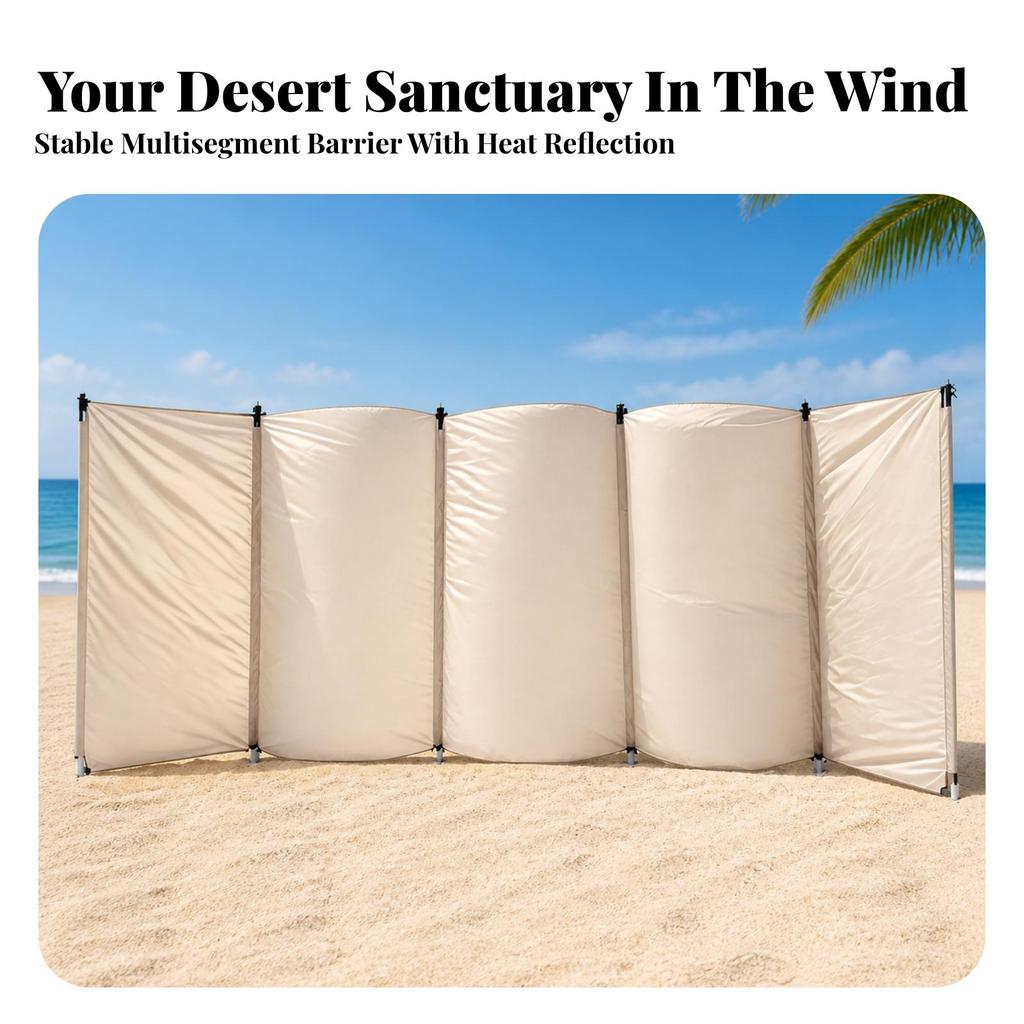 Windproof Five-Panel Folding Windbreak Screen Foldable Portable with
