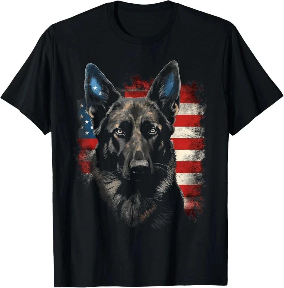 Patriotic Black GerUnisex Shepherd American Flag Dog Gifts Tees Gift Unisex TShirt S