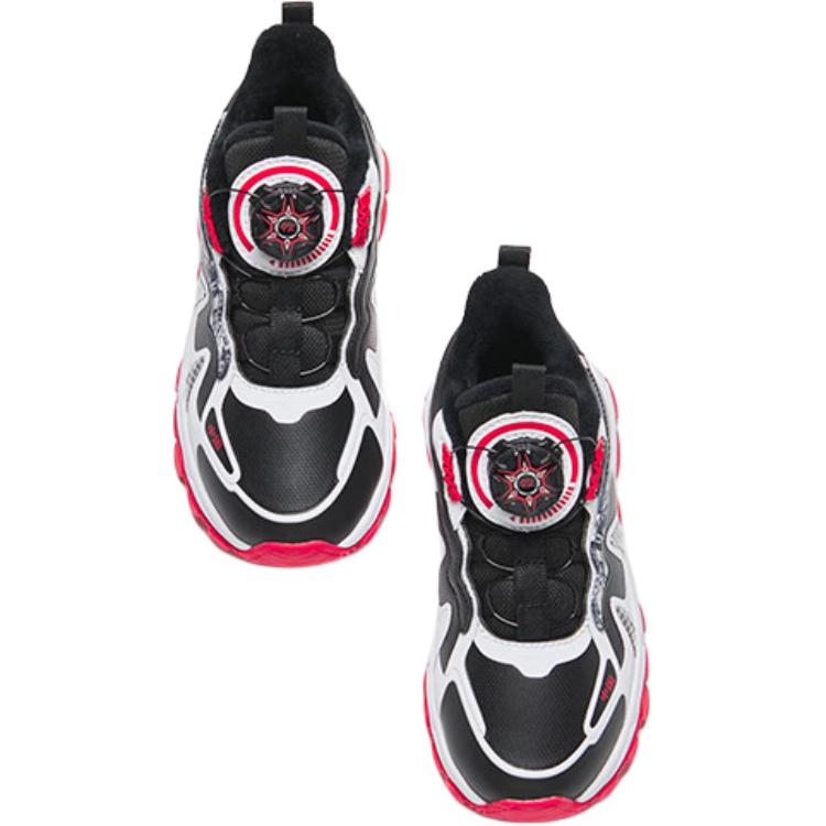 Anta Kids Lace-Up Comfortable Versatile Casual Non-Slip Wear-Resistant Mid-Top Running Shoes Kids sneaker Black White 312349973N-6