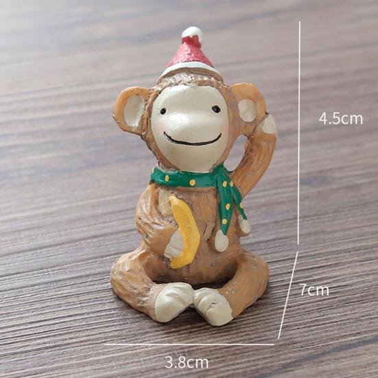 Cartoon Monkey Santa Elk Resin Ornament Figure Christmas Decoration Kids Toy