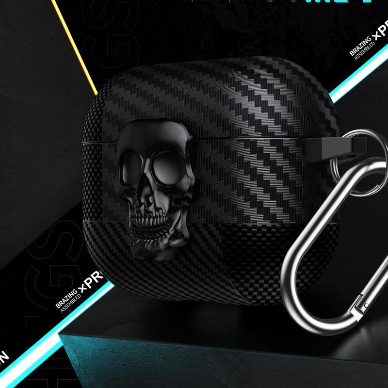 Carbon Fiber Texture Earphone Case For AirPods 4 Gen Pro 3 2 Bluetooth Headset Cover For AirPods Pro 3 2 Wireless Earphone Charging Box with Keychain