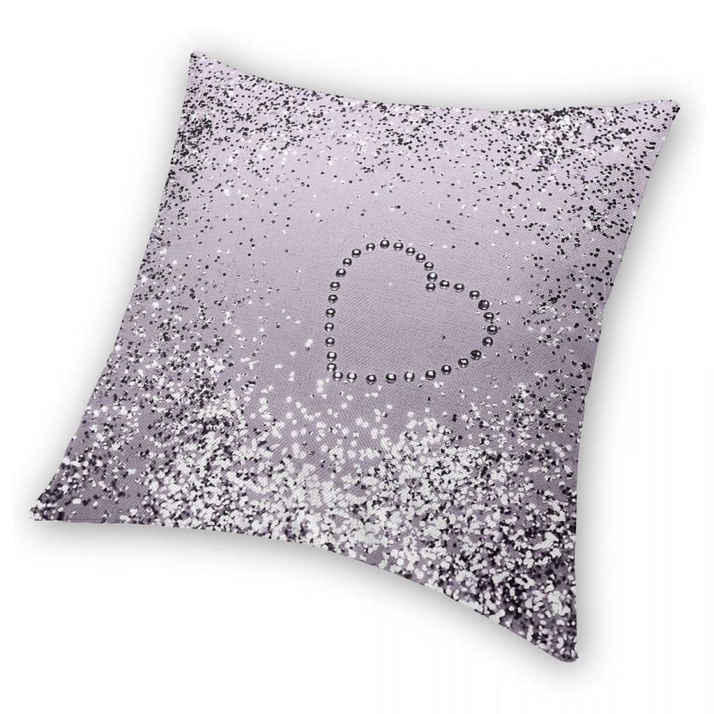 Lavender Lady Glam Heart Square Pillowcase Polyester Linen Velvet Printed Zip Decorative Room Cushion Case