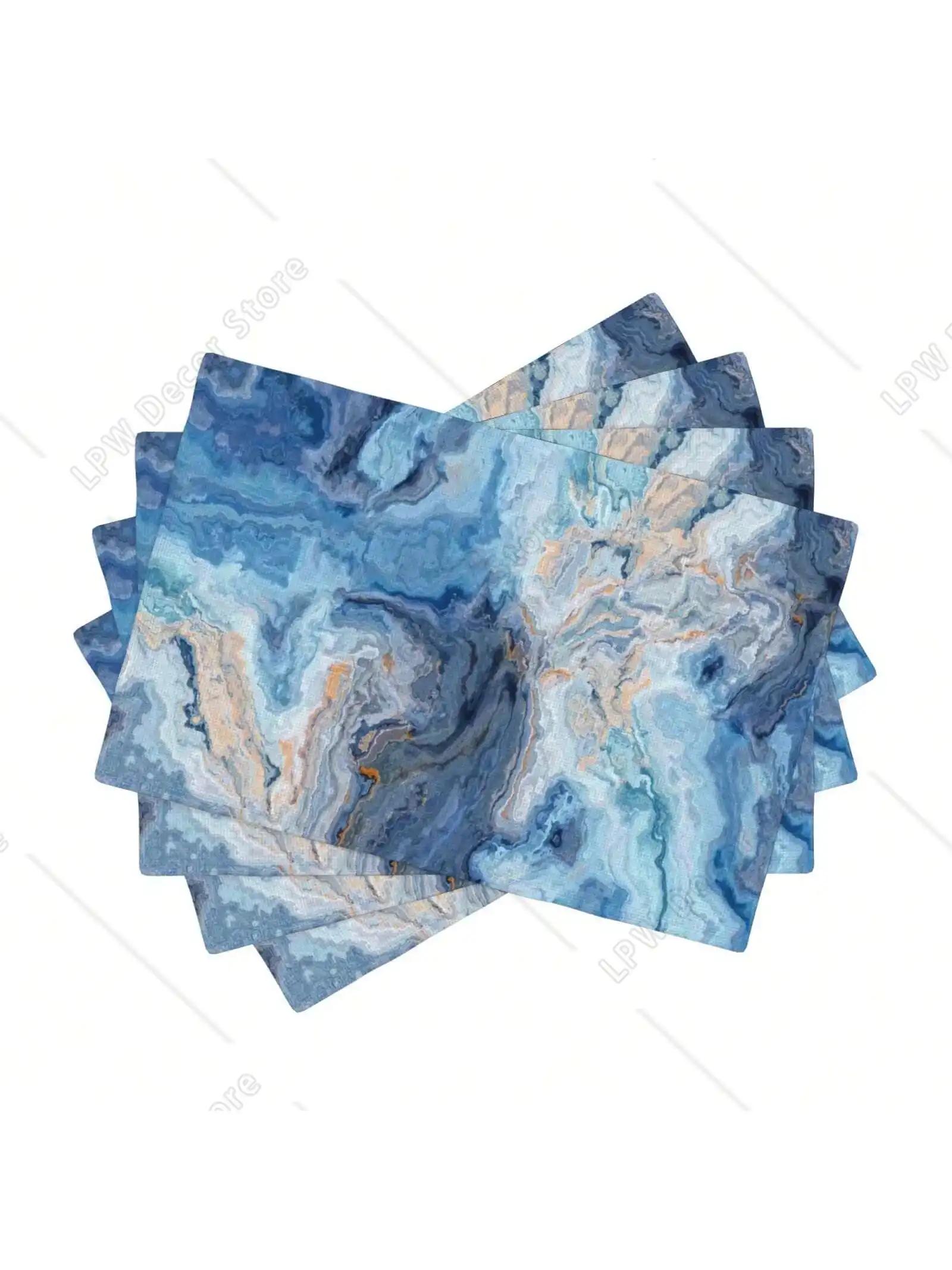 

4pcs Marble Table Placemats Washable Marble Style Table Mats Wipe-Clean And Easy To Clean Suitable For Home Kitchen Decor 4 PCS 12x18inch