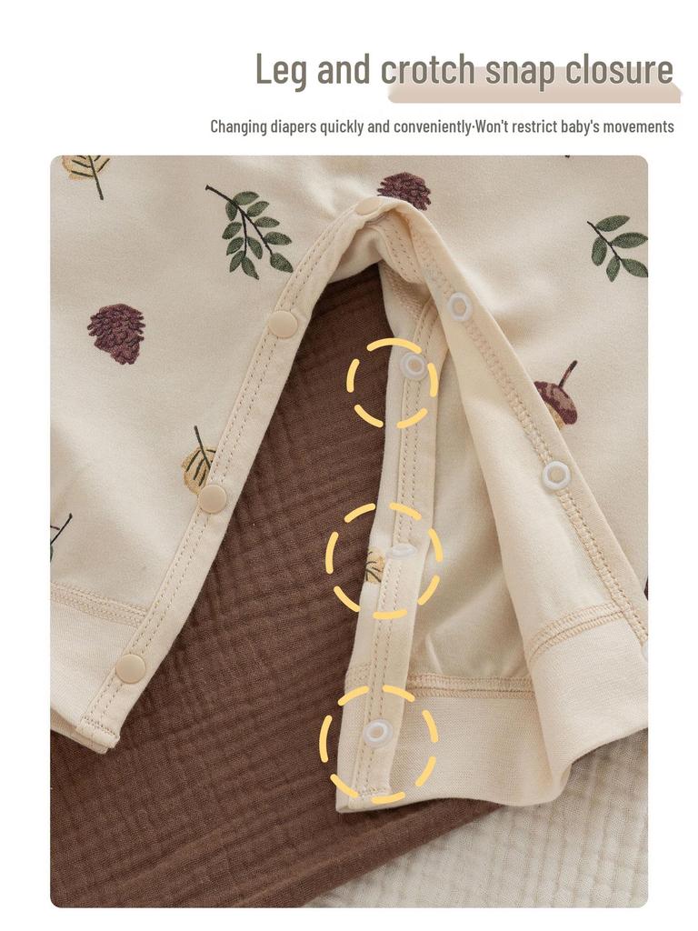 Spring & Autumn Kids' Cotton Pajamas Set - Cozy Home Wear with Belly Protection and Crotch Opening