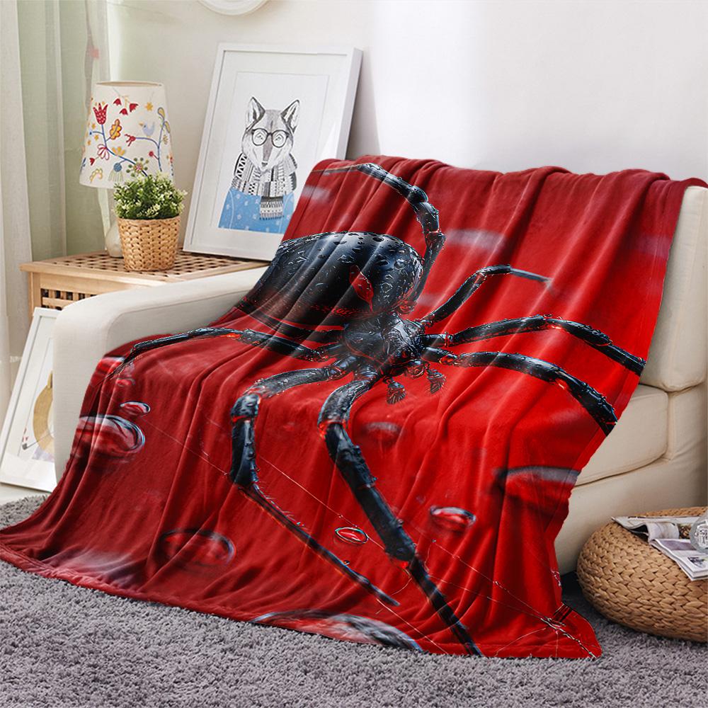Spider Print Flannel Blanket, High quality Comfortable for All Seasons, Home Decor, Warmth and Comfort, Perfect for Christmas Gifts