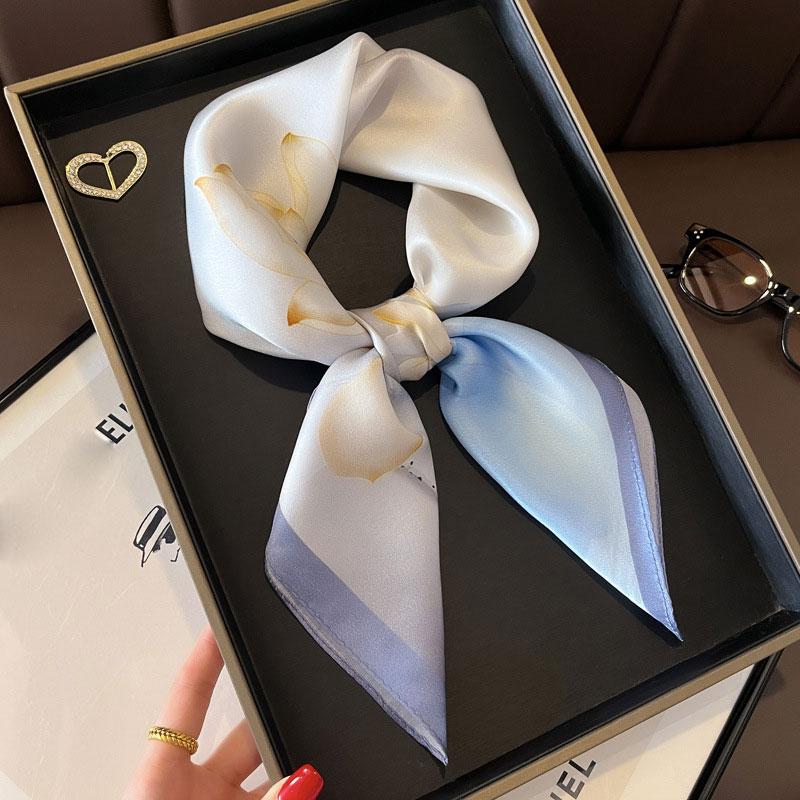 Square Scarf 100% Natural Silk  Women Hairband Foulard High Quality Bandana Scarfves Female Neckerchief Headkerchief Shawl Wrap