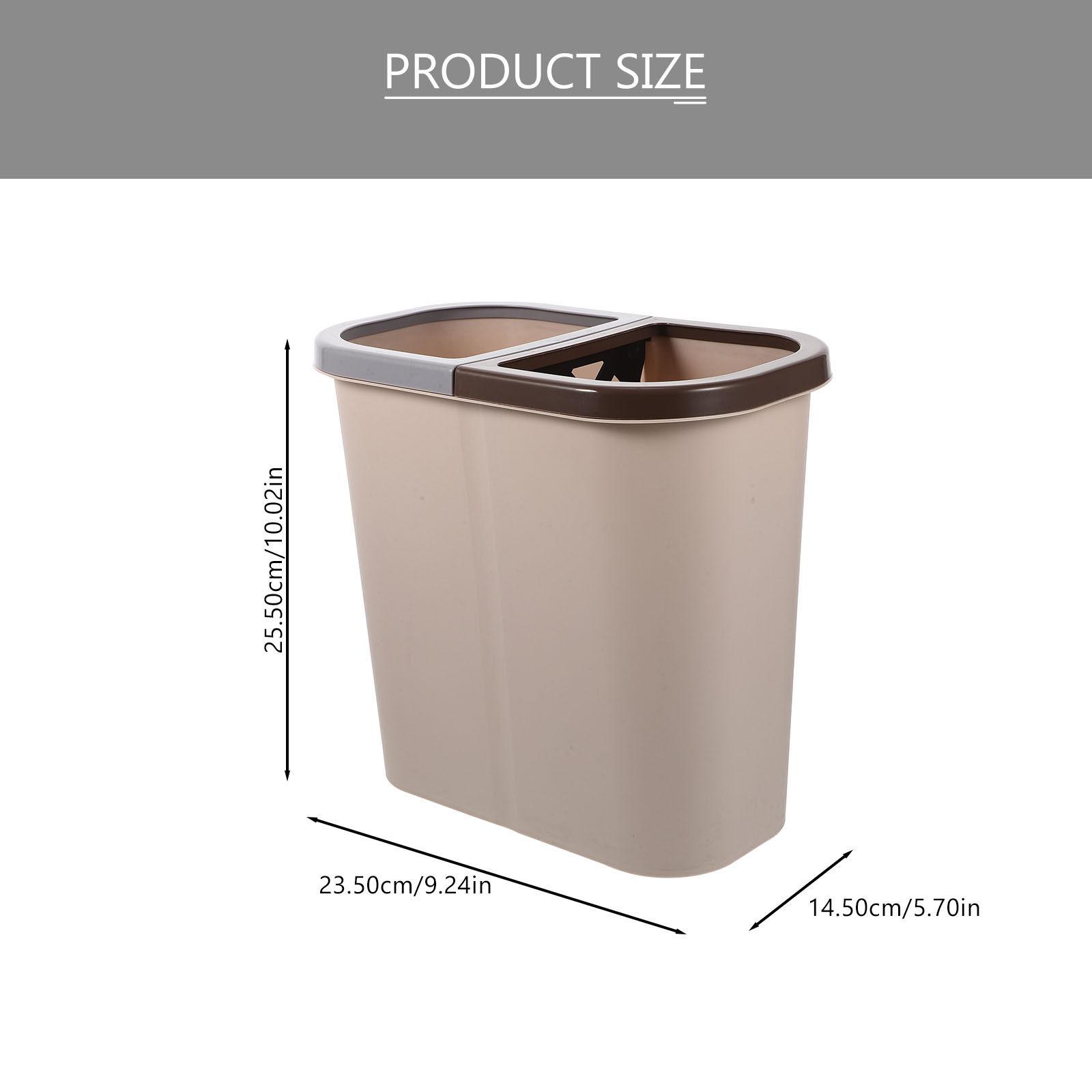

1pc Double Compartment Trash Can Dual Classification Waste Bin Kitchen Plastic Garbage Container Household Bathroom Office Use коричневий