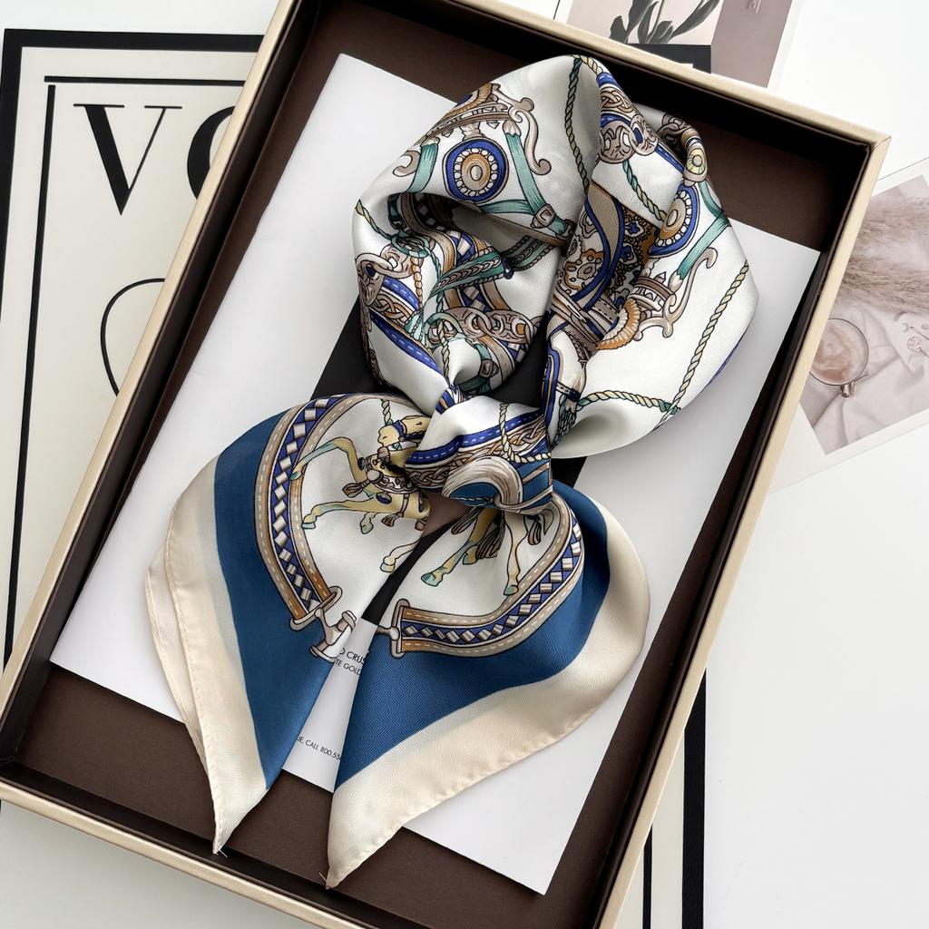 Luxury  Leopard Print Square Scarf Women'S Imitation Silk Scarf Casual Versatile Decoration Small Neck Scarf 70Cmx70Cm