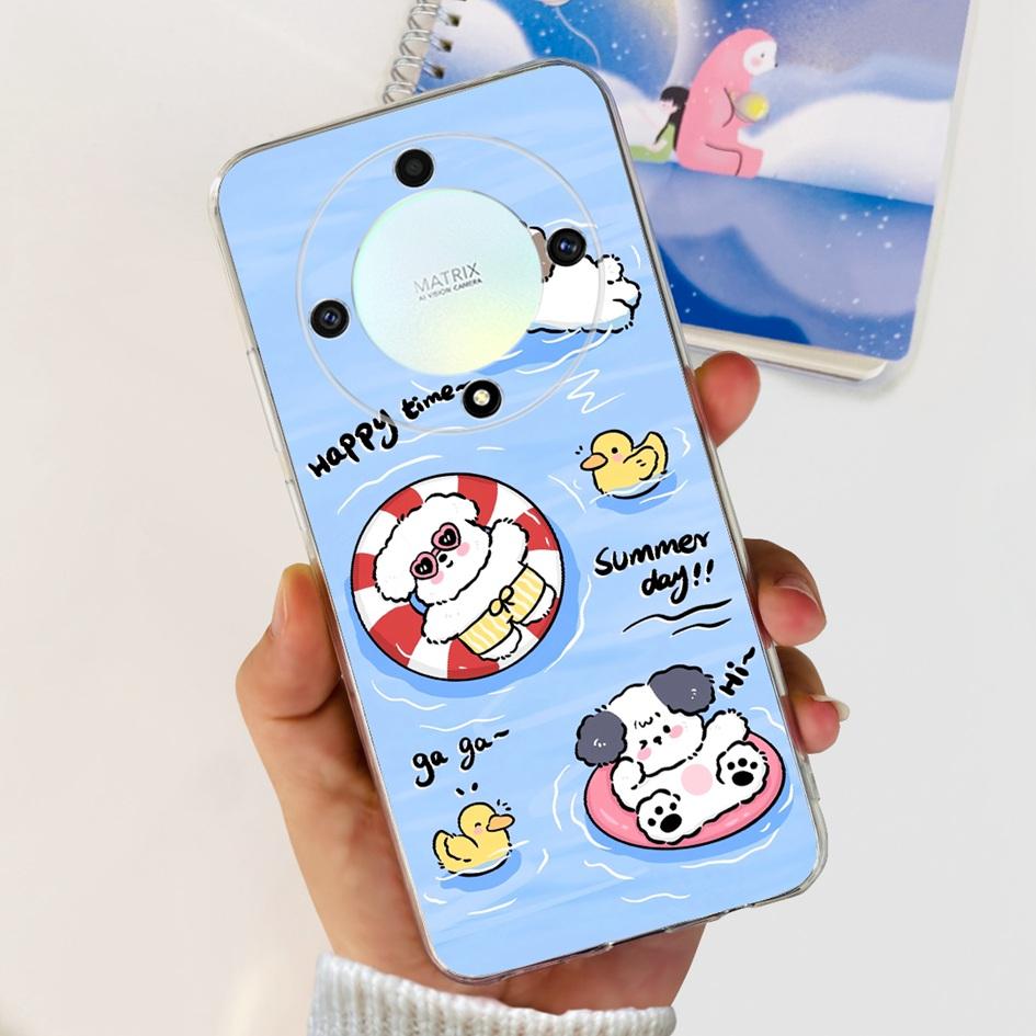 For Honor X9b 5G Case ALI-NX1 Popular Flower Soft Clear Silicon TPU Cover For Honor X9a RMO-NX1 HonorX9 ANY-NX1 Shockproof Funda