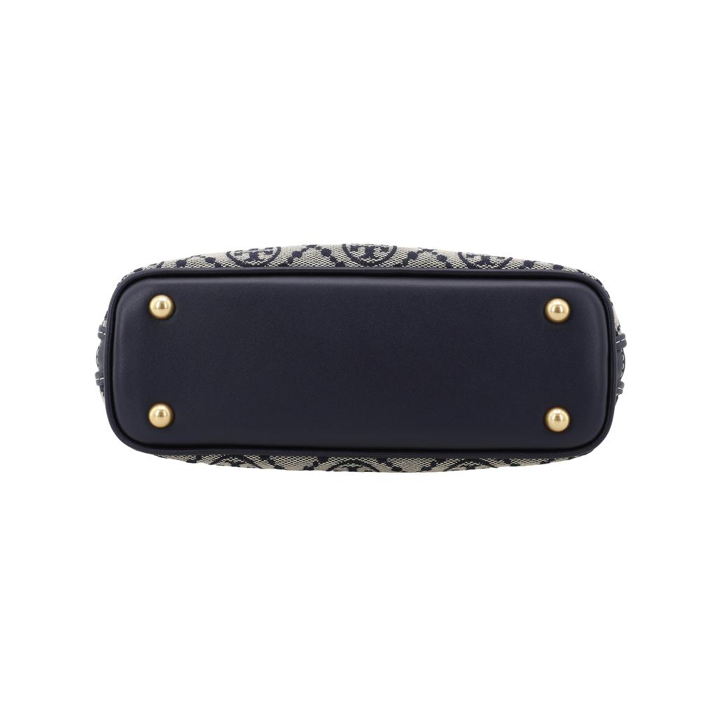 Tory Burch T Monogram Swing Two-Way Zipper Closure Fabric And Leather Mini Shoulder Crossbody Bag Women Handbags Navy-Blue 155620-405